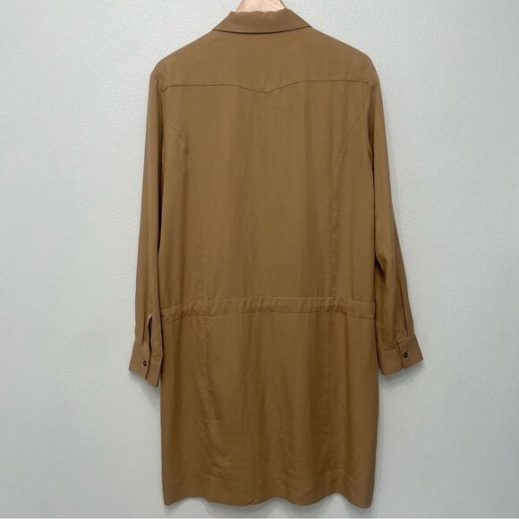 Tomas Maier Long Sleeve Shirt Dress Tan Size 6 Collared PullOver Classic Capsule - Picture 5 of 12